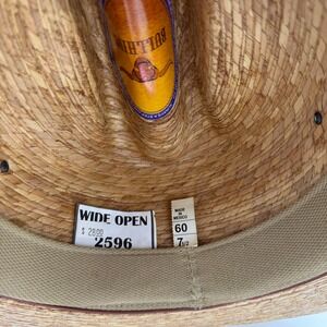 Bullhide Montecarlo Hat Co Straw Cowboy Hat Tan Western Wide Brim Mens 7 1/2 60